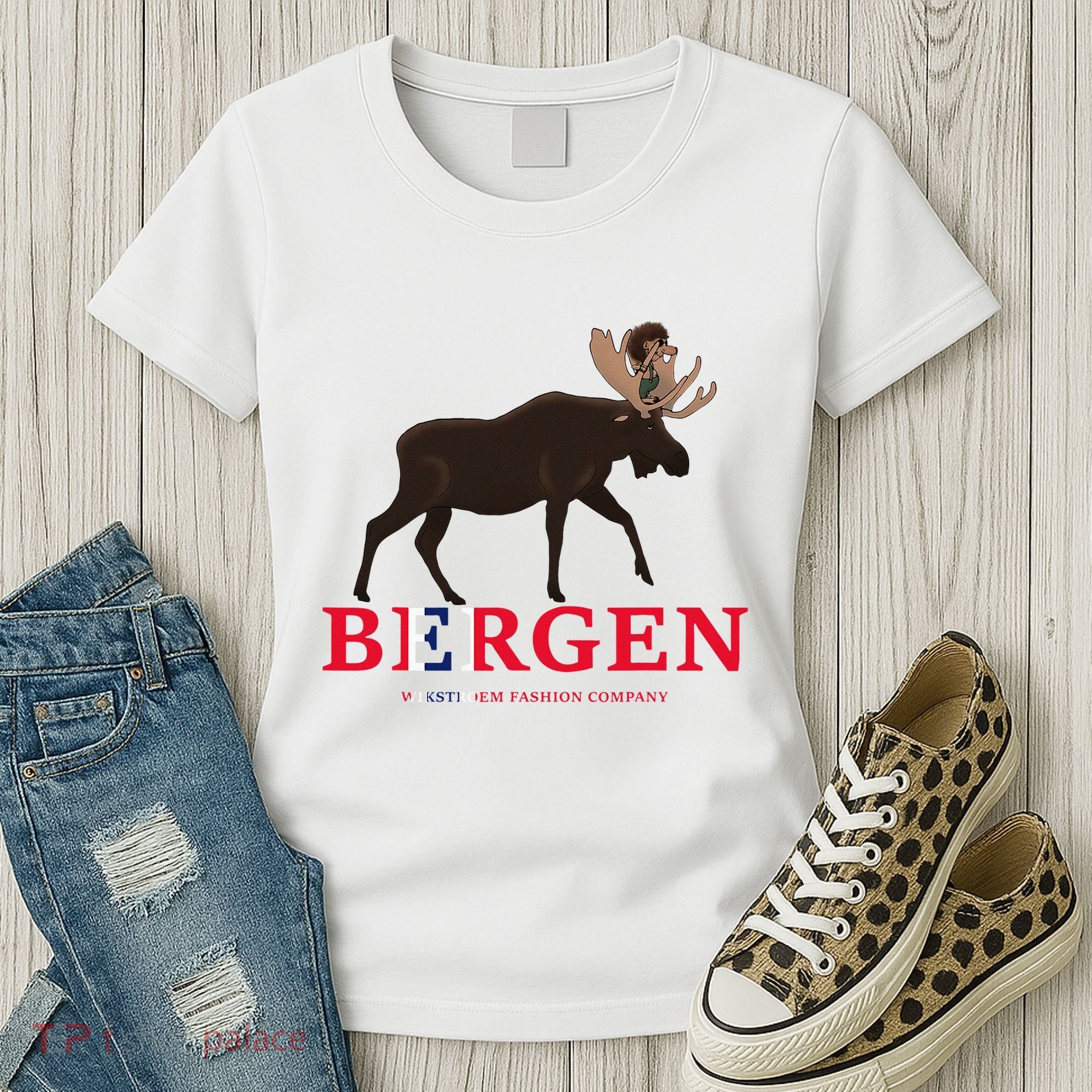 Norway Elk Troll Myths Flag Mountain Travel Women's T-Shirt