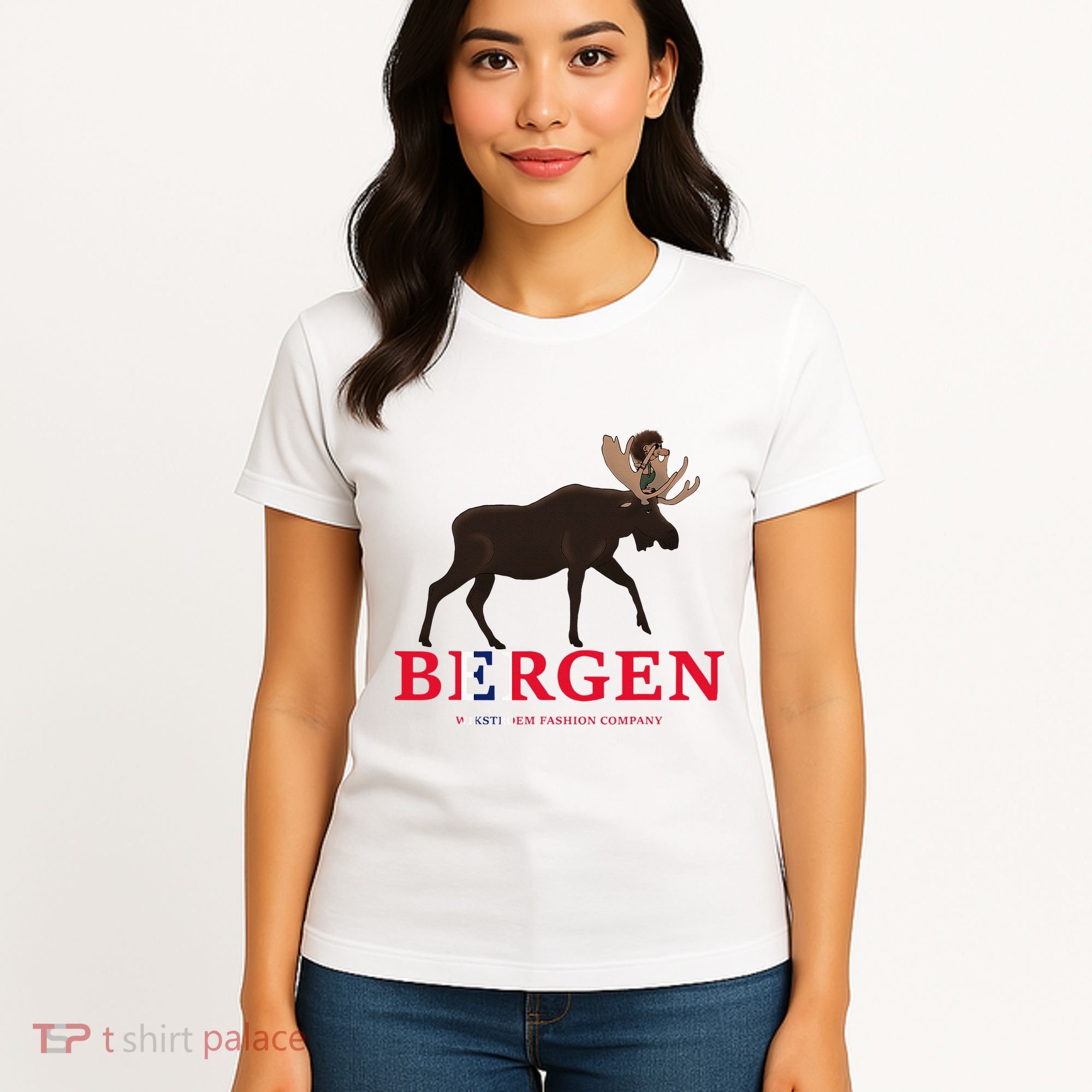 Norway Elk Troll Myths Flag Mountain Travel Women's T-Shirt