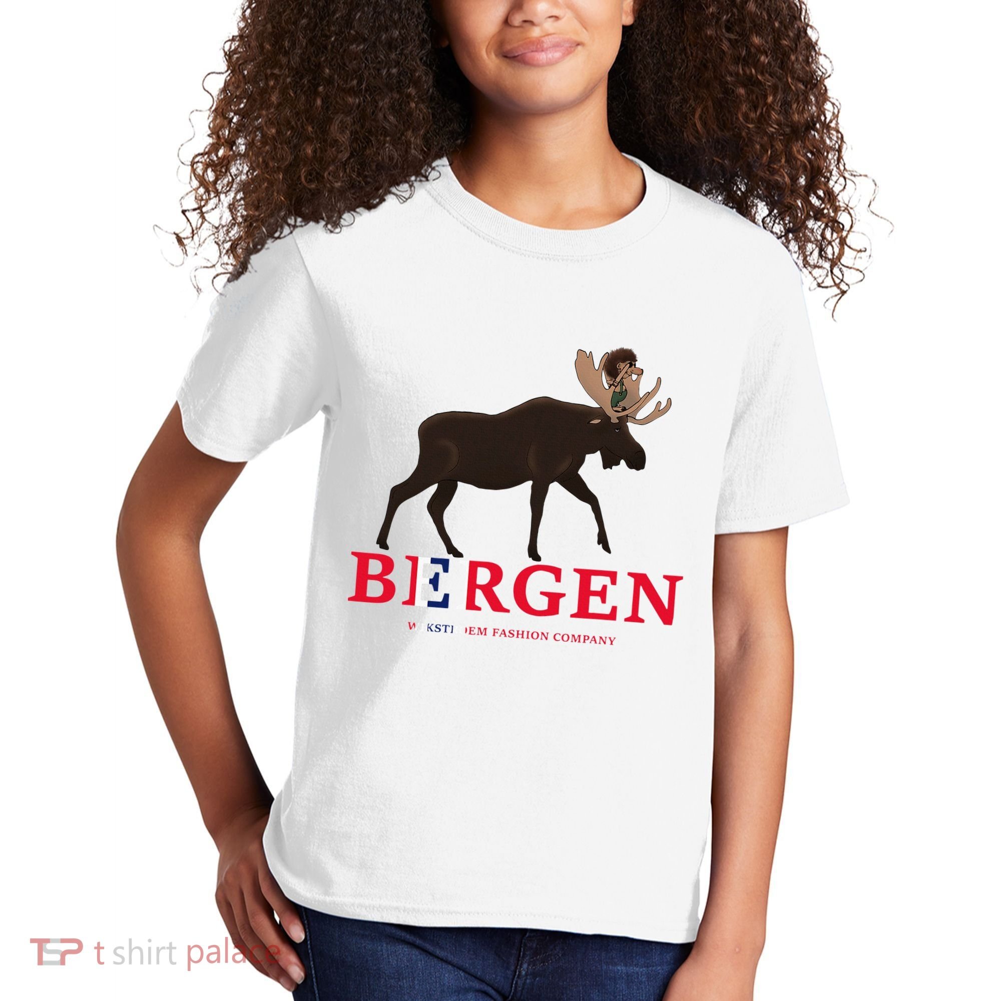 Norway Elk Troll Myths Flag Mountain Travel Kids T-Shirt