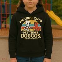 Nice Eat Those Tacos Pet Those Doggos #TacosWillfburts Skeleton Dog Kids Hoodie thumb 3