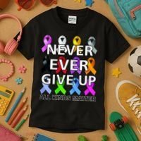 Never Ever Give Up All Kinds Matter Awareness Kids T-Shirt thumb 3