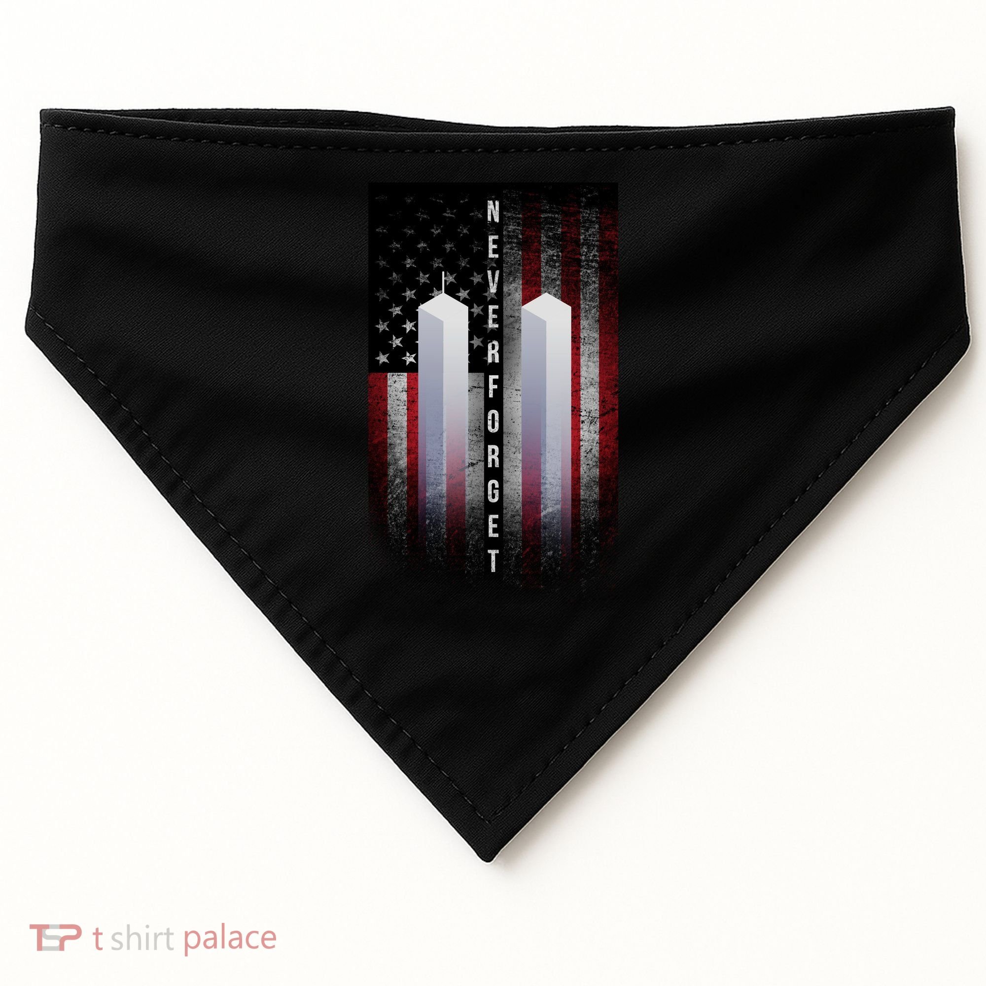 Never forget 9-11 Twin Towers American Flag USA-Made Doggie Bandana