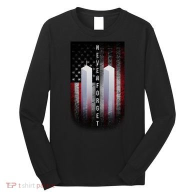 Never forget 9-11 Twin Towers American Flag Long Sleeve Shirt