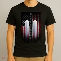 Never forget 9-11 Twin Towers American Flag T-Shirt thumb 3