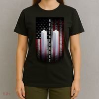 Never forget 9-11 Twin Towers American Flag T-Shirt thumb 4