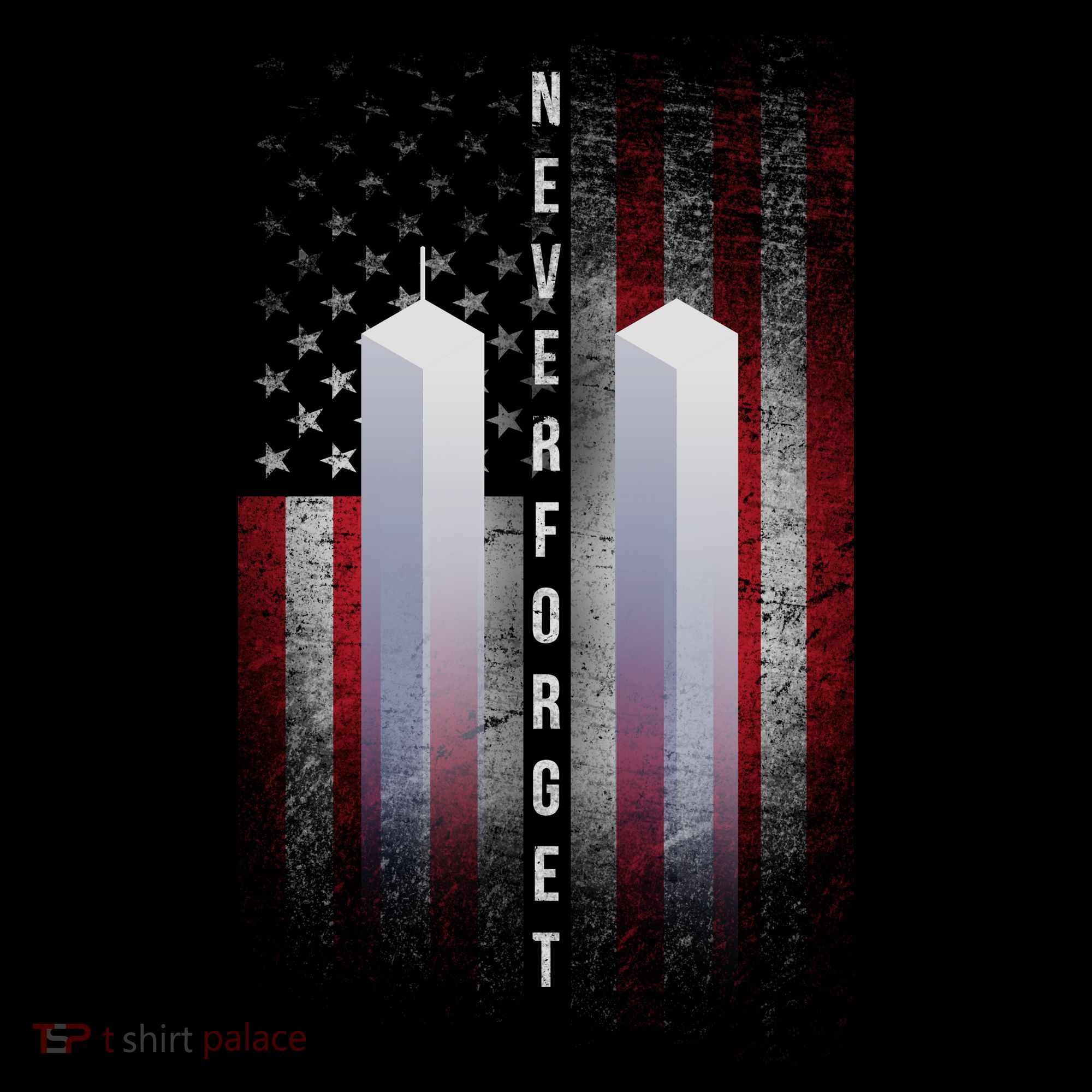 Never forget 9-11 Twin Towers American Flag T-Shirt