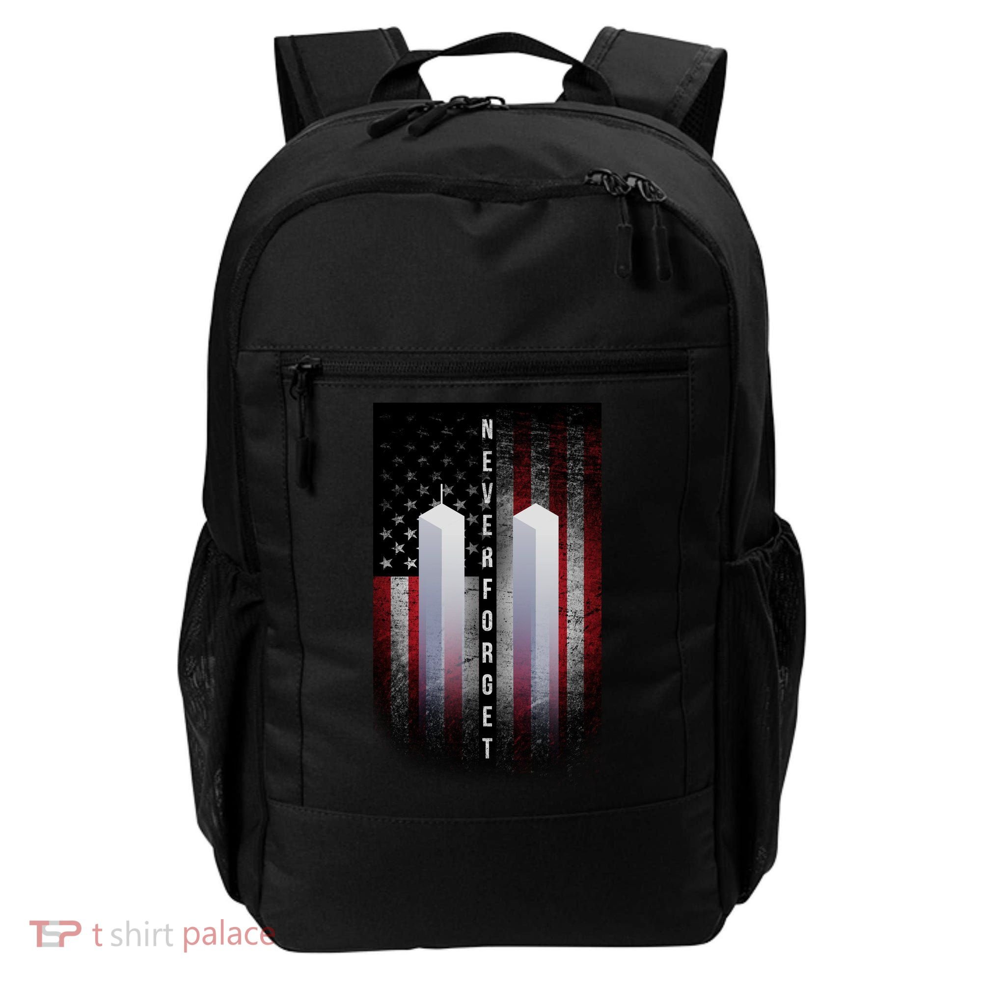 Never forget 9-11 Twin Towers American Flag Backpack