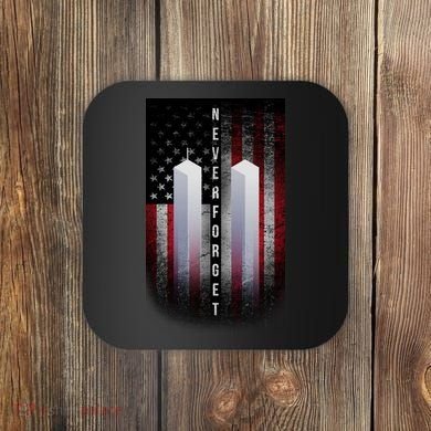 Never forget 9-11 Twin Towers American Flag Coaster