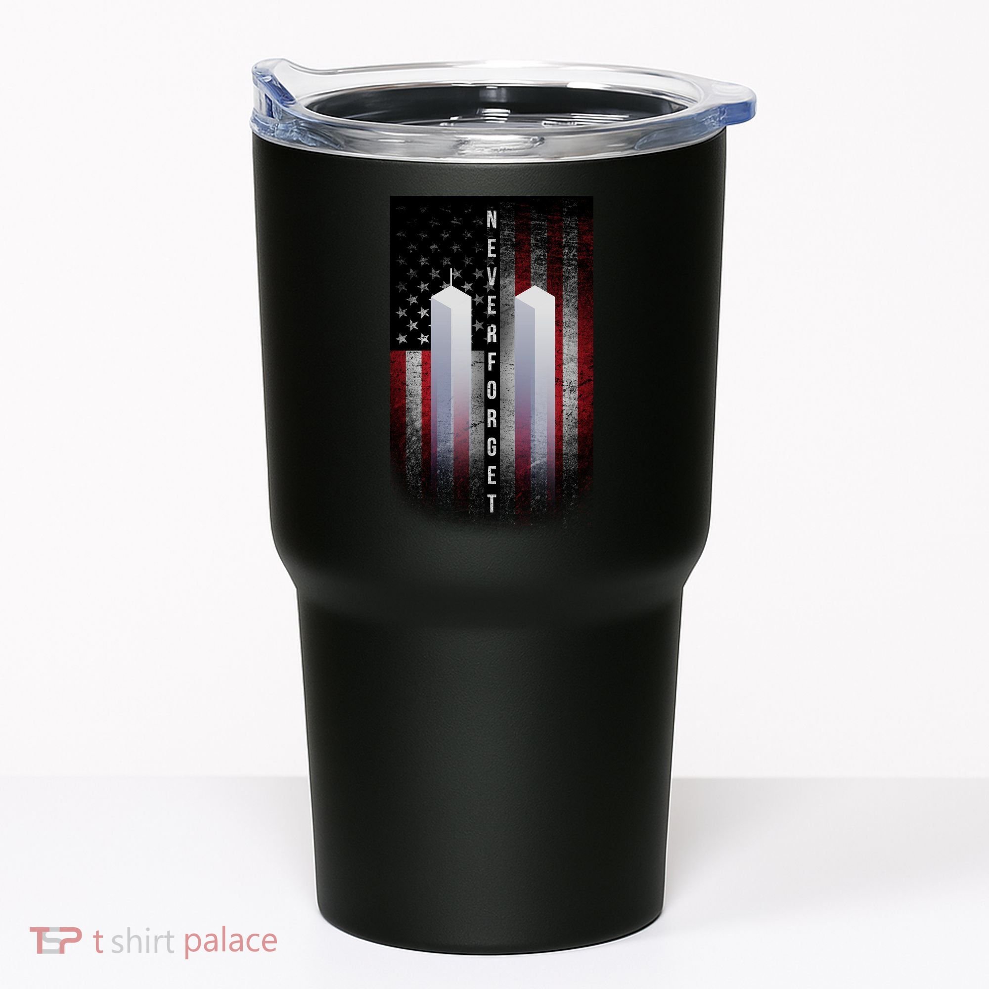 Never forget 9-11 Twin Towers American Flag Tumbler