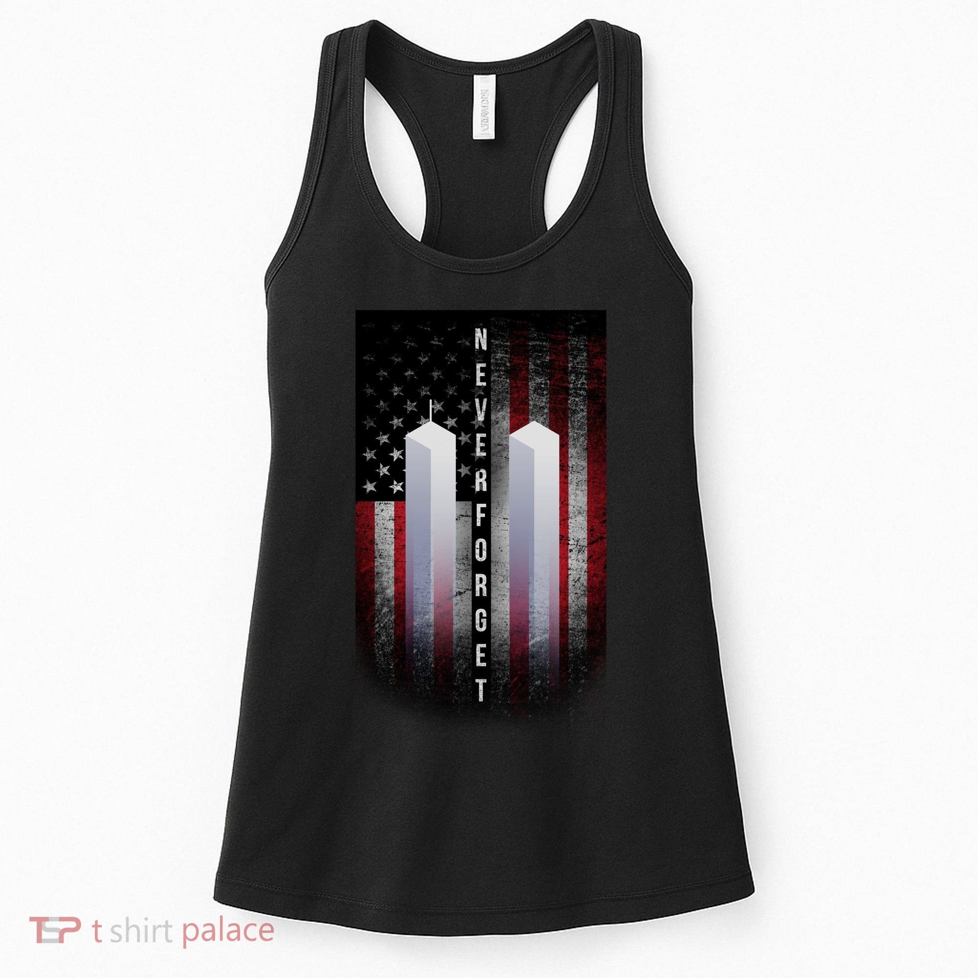 Never forget 9-11 Twin Towers American Flag Women's Tank Top