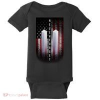 Never forget 9-11 Twin Towers American Flag Baby Bodysuit thumb 0