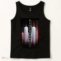 Never forget 9-11 Twin Towers American Flag Tank Top thumb 2