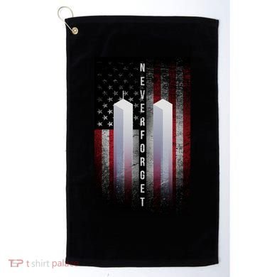 Never forget 9-11 Twin Towers American Flag Golf Towel