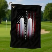 Never forget 9-11 Twin Towers American Flag Golf Towel thumb 1