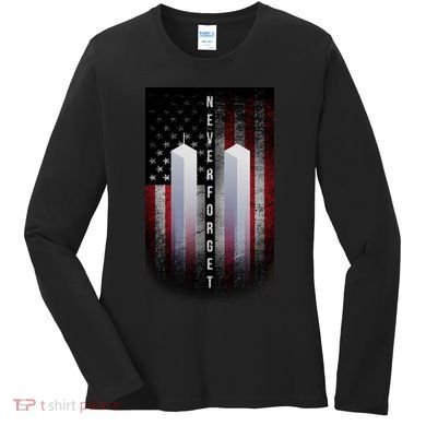 Never forget 9-11 Twin Towers American Flag Women's Long Sleeve Shirt