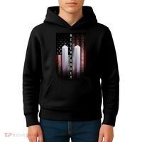Never forget 9-11 Twin Towers American Flag Kids Hoodie thumb 4