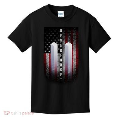 Never forget 9-11 Twin Towers American Flag Kids T-Shirt