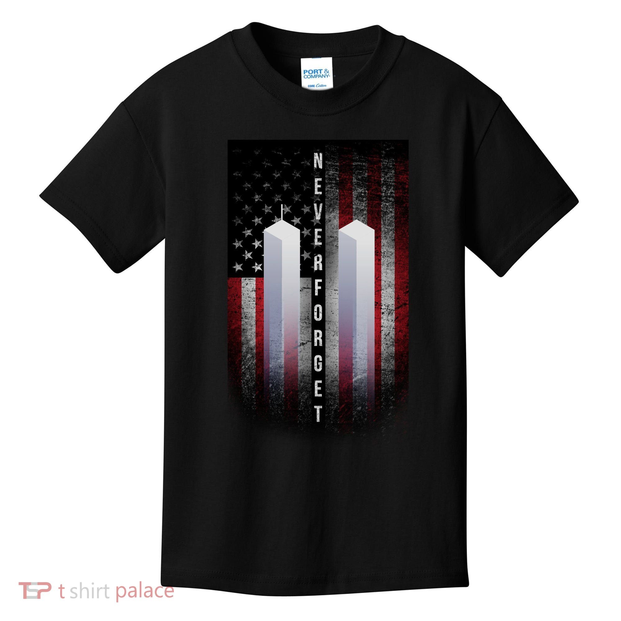 Never forget 9-11 Twin Towers American Flag Kids T-Shirt