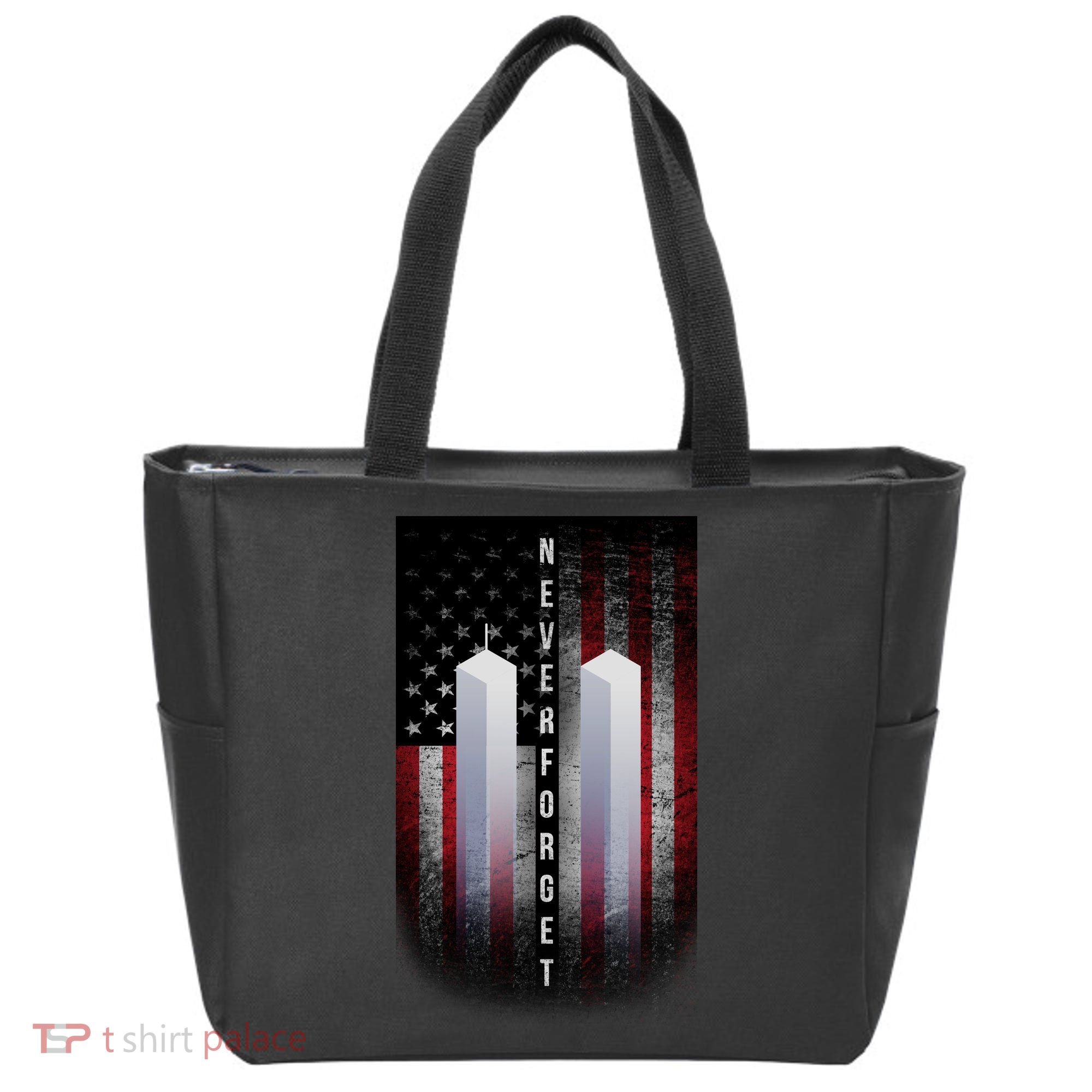 Never forget 9-11 Twin Towers American Flag Tote Bag