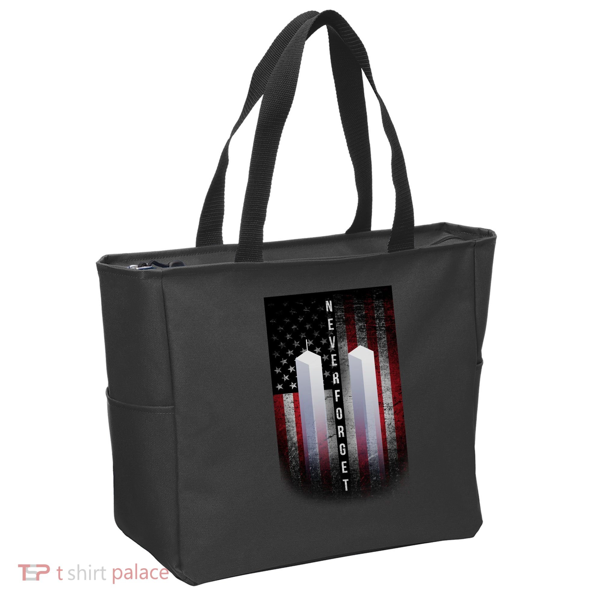 Never forget 9-11 Twin Towers American Flag Tote Bag