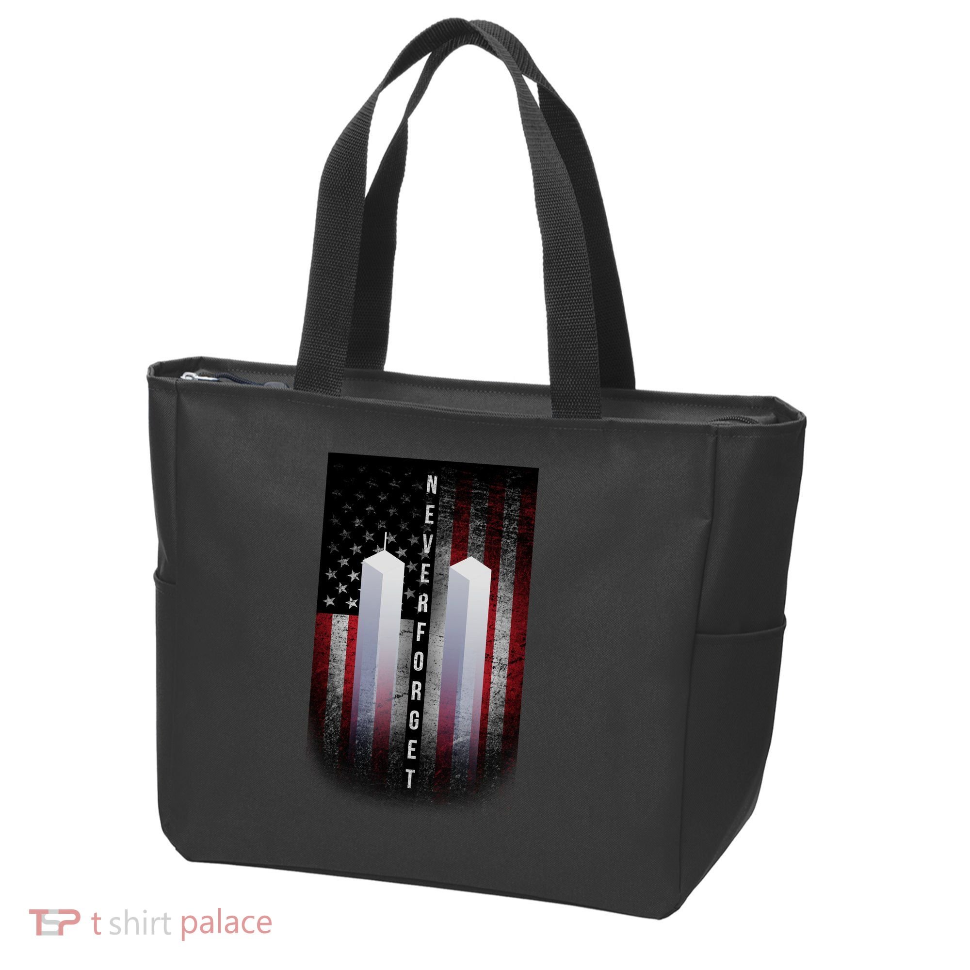 Never forget 9-11 Twin Towers American Flag Tote Bag