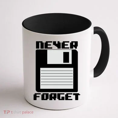 Never Forget Floppy Disc Retro Coffee Mug back