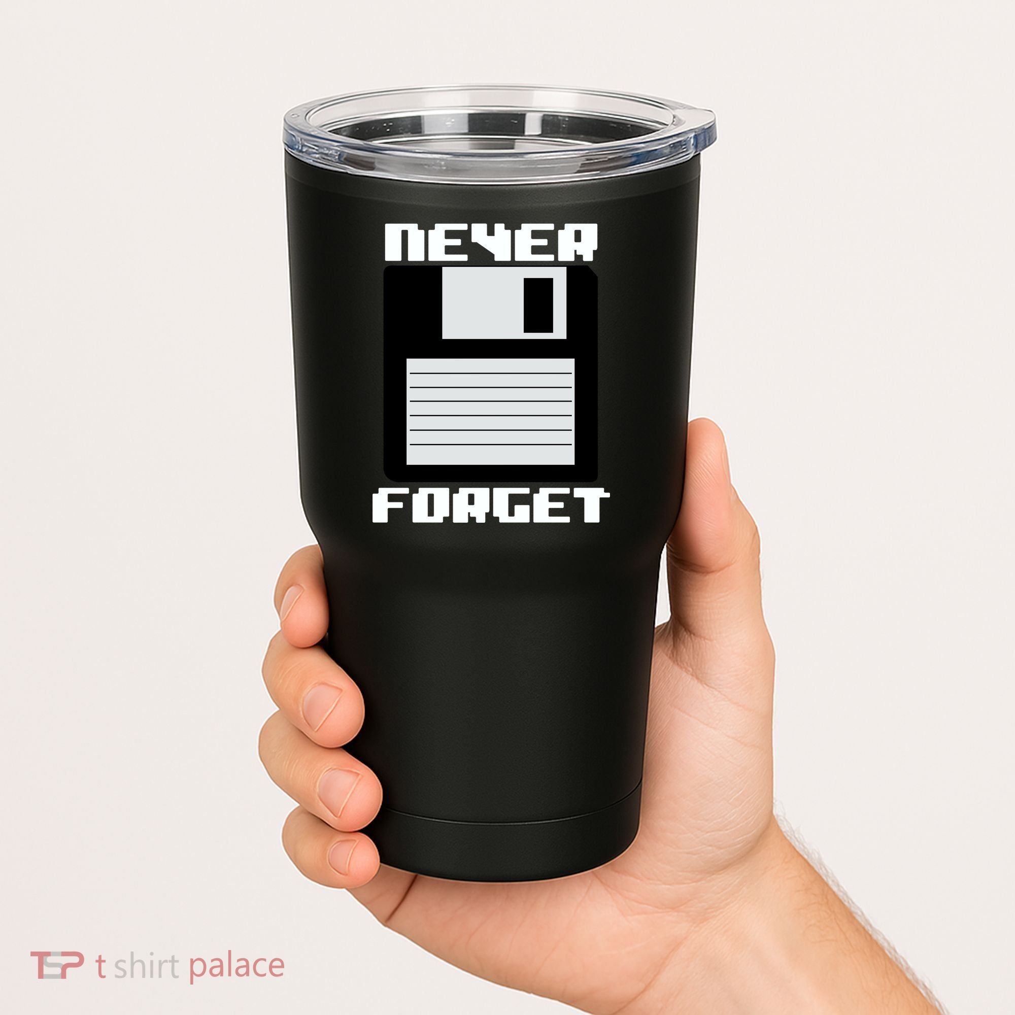 Never Forget Floppy Disc Retro Tumbler