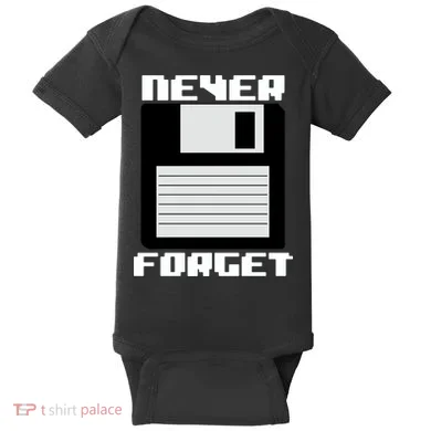Never Forget Floppy Disc Retro Baby Bodysuit
