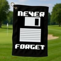 Never Forget Floppy Disc Retro Golf Towel thumb 1