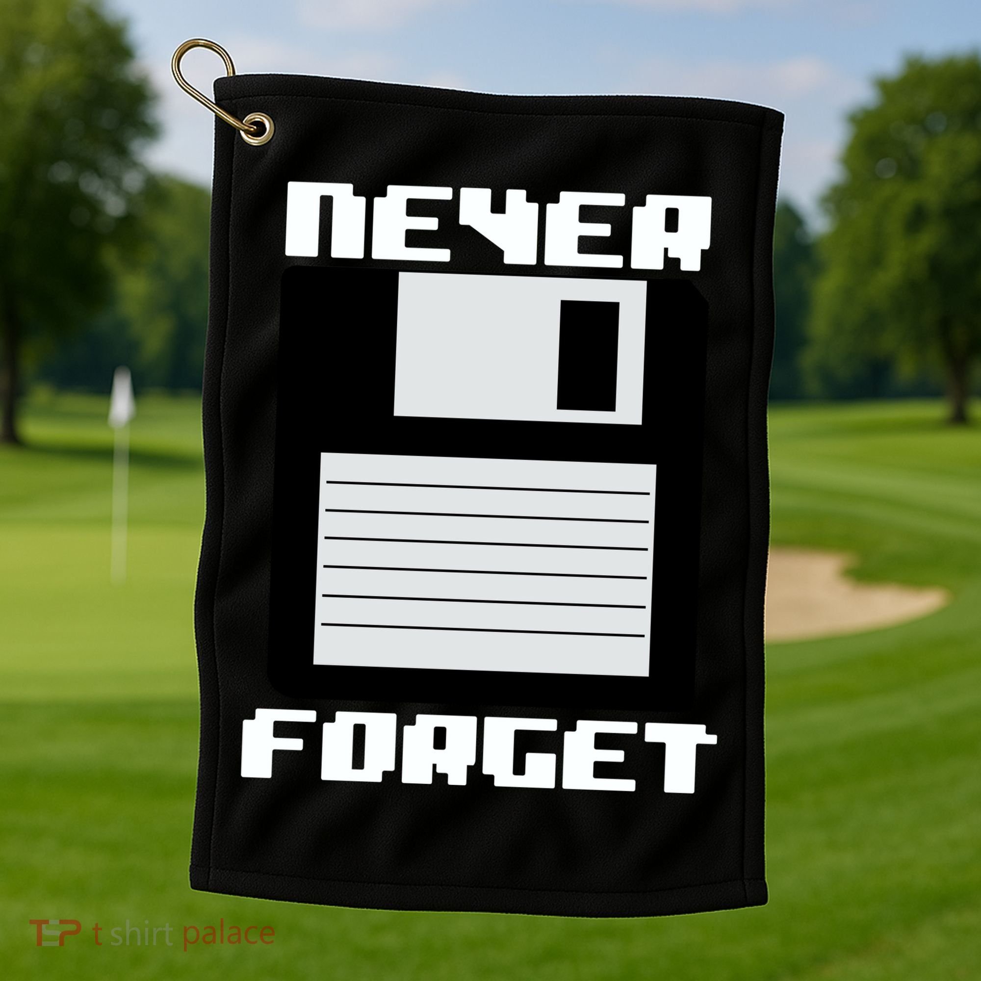 Never Forget Floppy Disc Retro Golf Towel