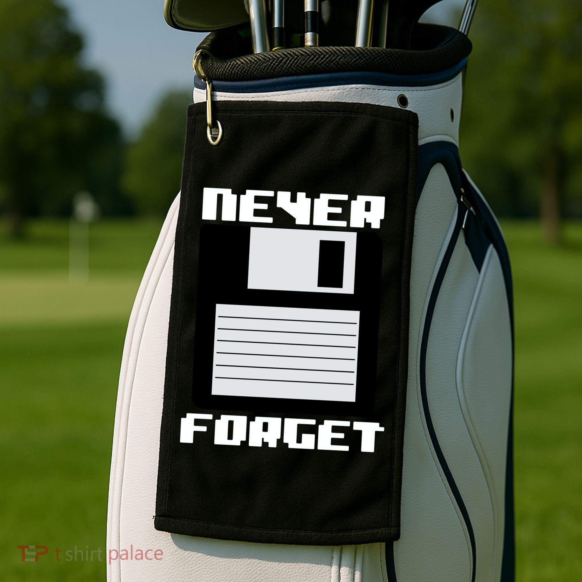Never Forget Floppy Disc Retro Golf Towel