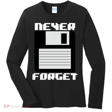 Never Forget Floppy Disc Retro Women's Long Sleeve Shirt