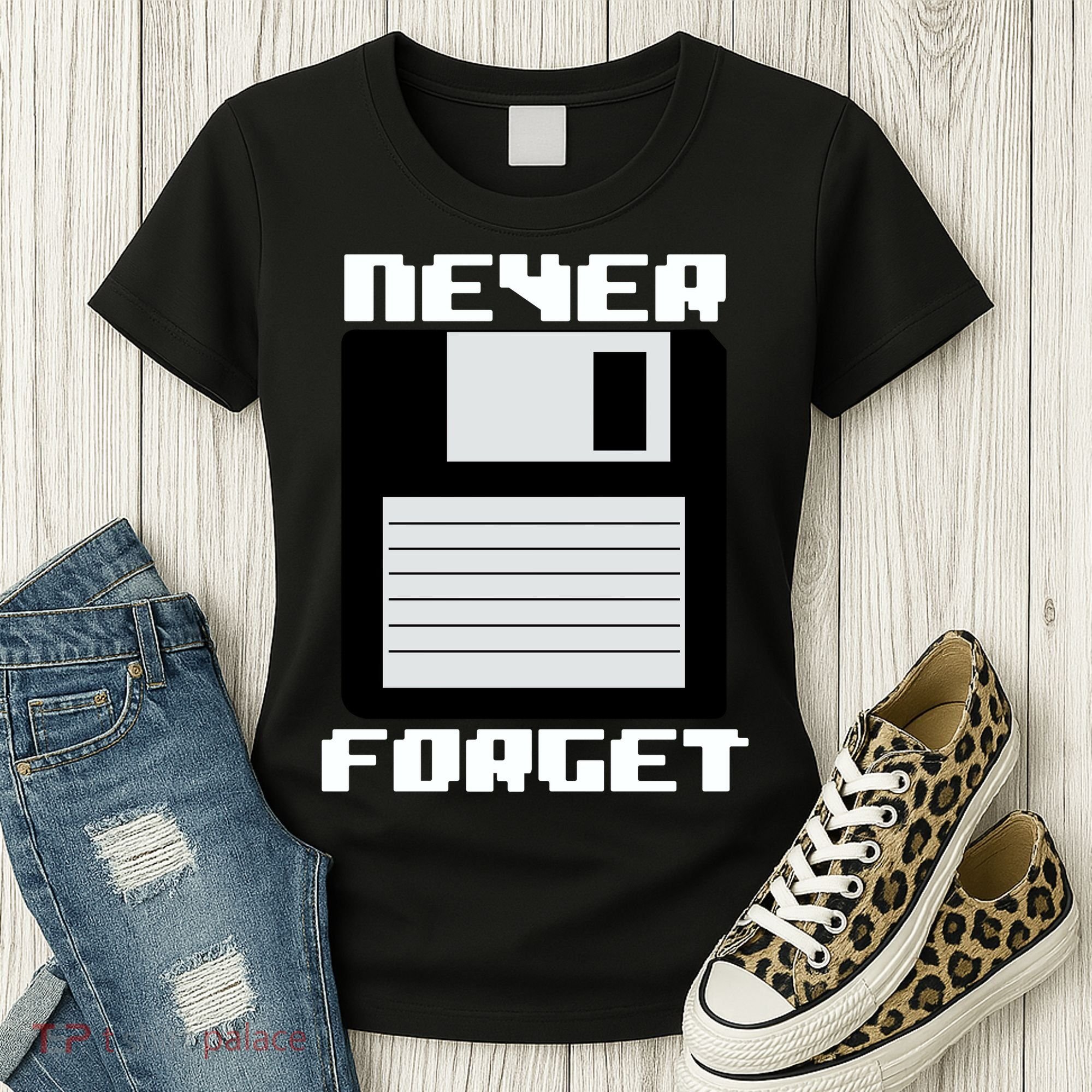 Never Forget Floppy Disc Retro Women's T-Shirt