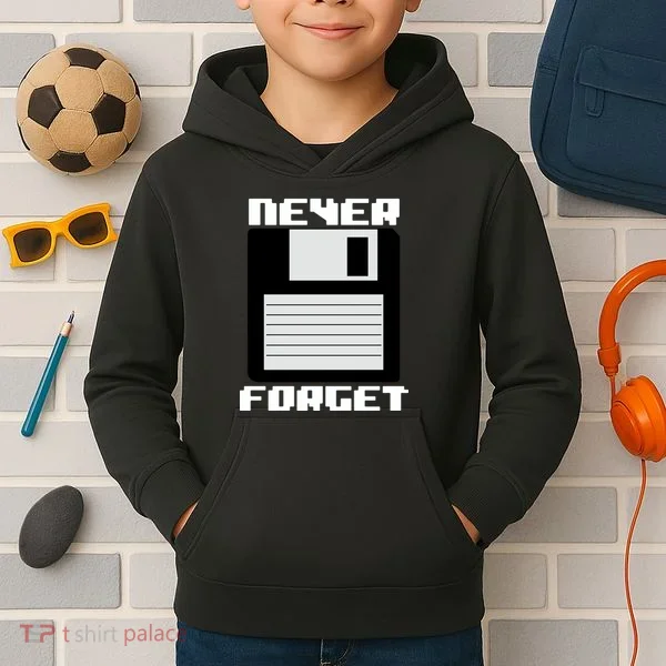 Never Forget Floppy Disc Retro Kids Hoodie