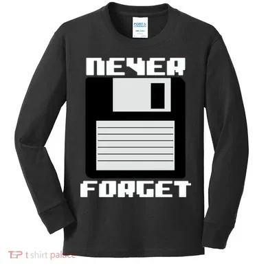 Never Forget Floppy Disc Retro Kids Long Sleeve Shirt
