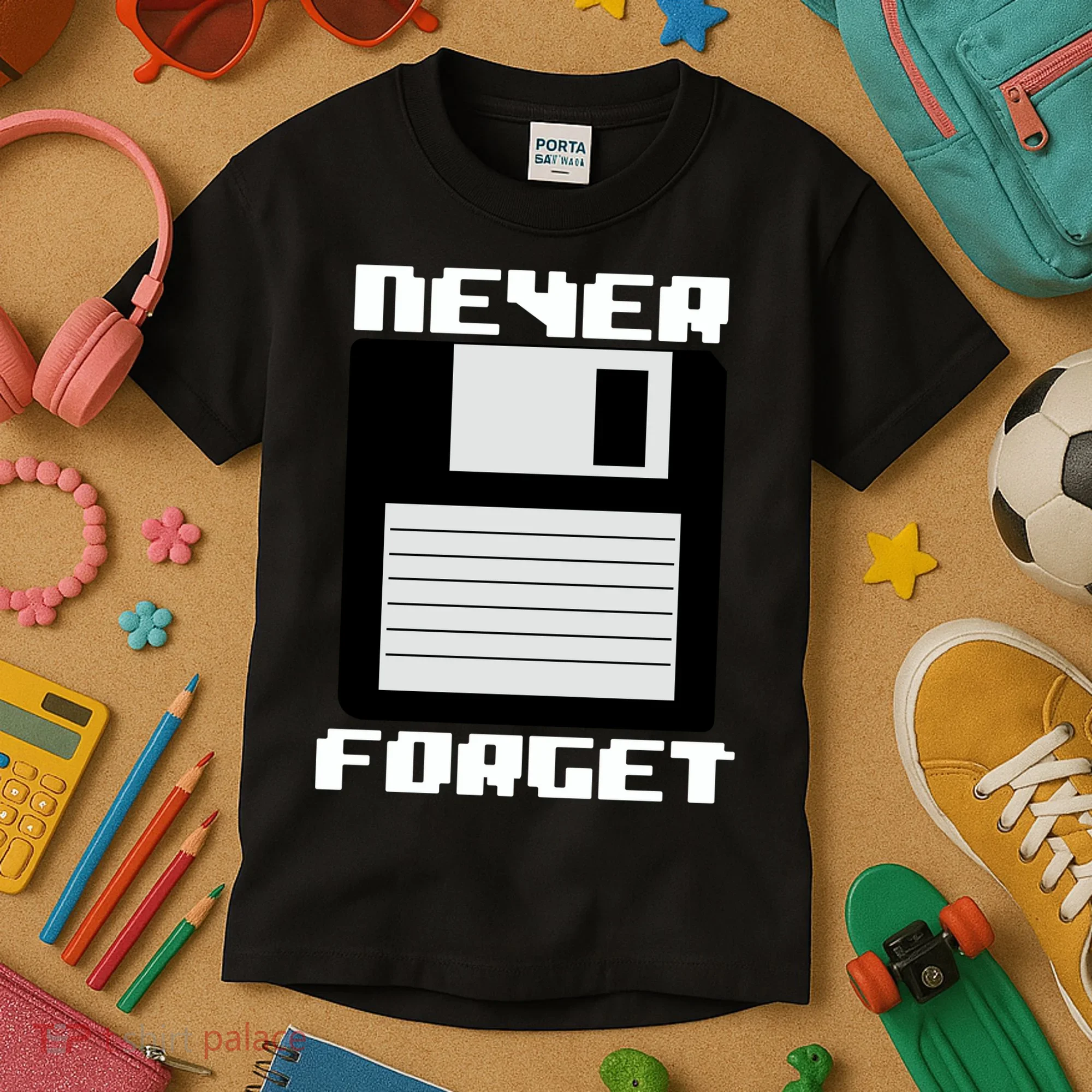 Never Forget Floppy Disc Retro Kids T-Shirt