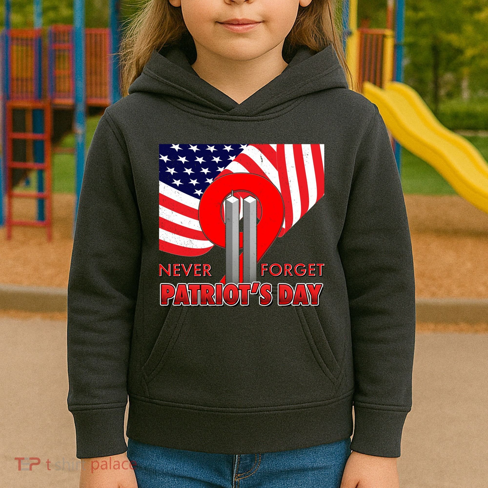 Never Forget Patriot Day 911 Kids Hoodie