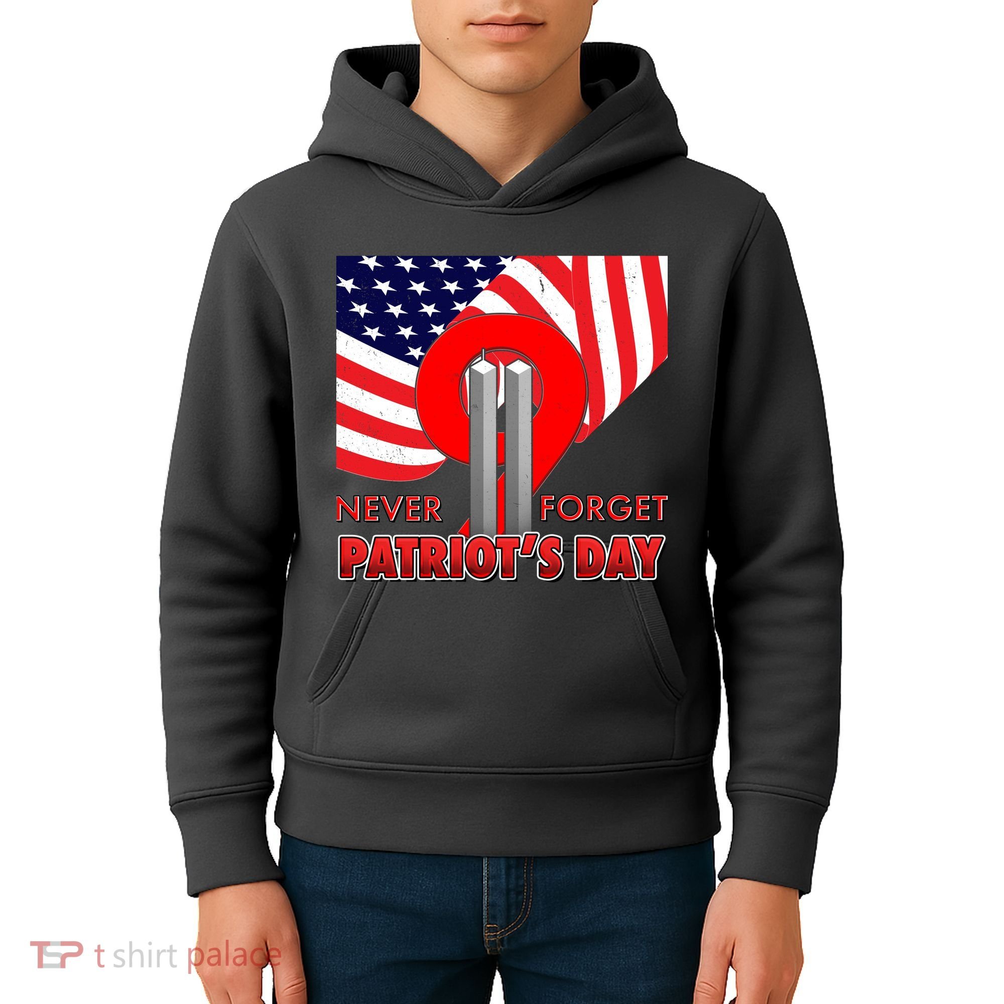 Never Forget Patriot Day 911 Kids Hoodie