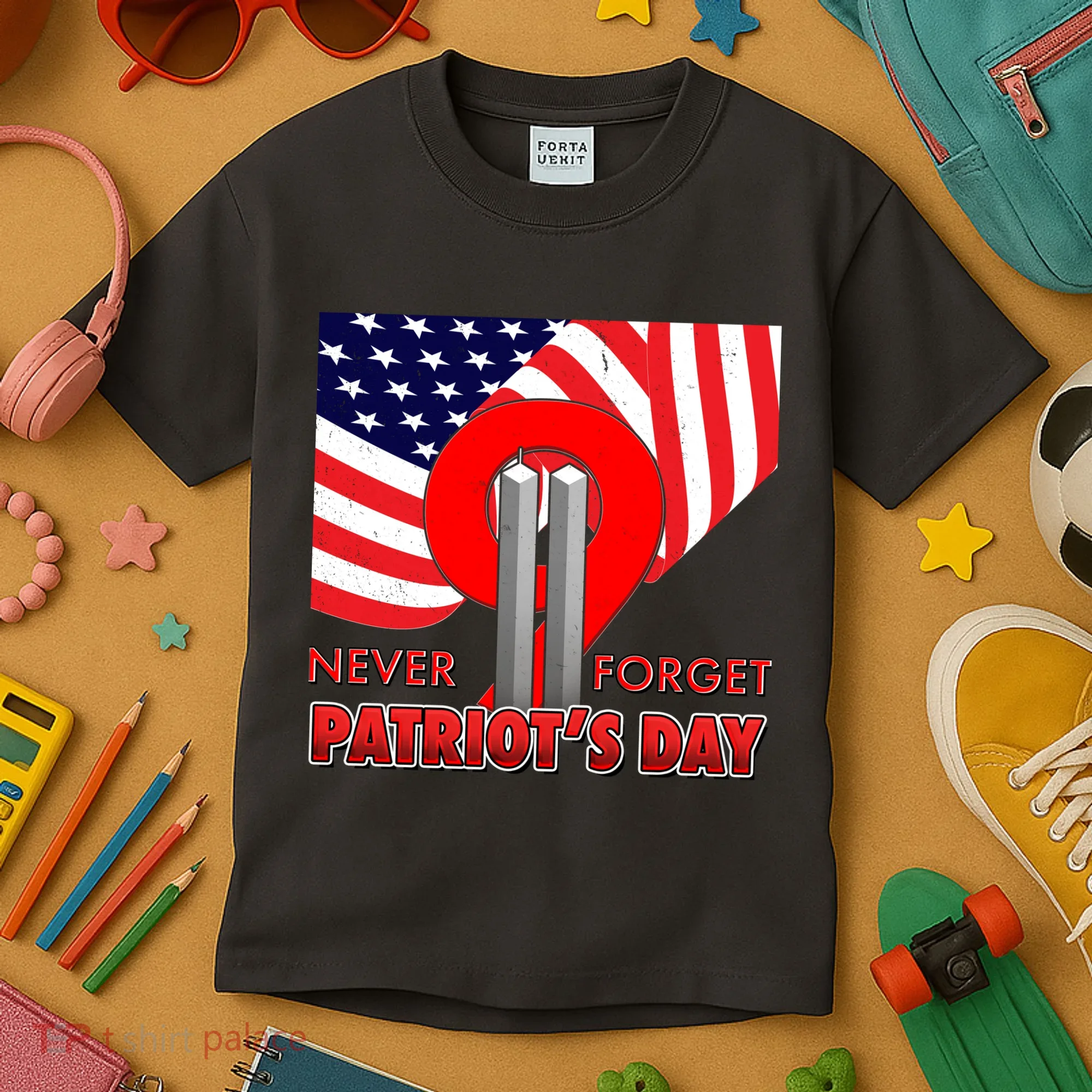 Never Forget Patriot Day 911 Kids T-Shirt