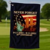 Never Forget September 11 9/11 20th Anniversary Golf Towel thumb 1