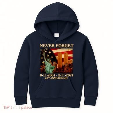 Never Forget September 11 9/11 20th Anniversary Kids Hoodie