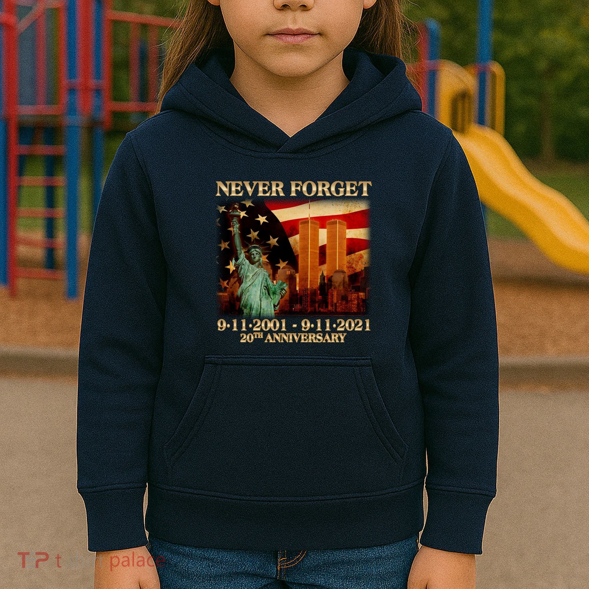 Never Forget September 11 9/11 20th Anniversary Kids Hoodie
