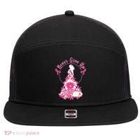 Never Give Up Breast Cancer Awareness Floral 7 Panel Mesh Trucker Snapback Hat thumb 0