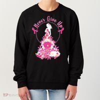 Never Give Up Breast Cancer Awareness Floral Women's Sweatshirt thumb 0