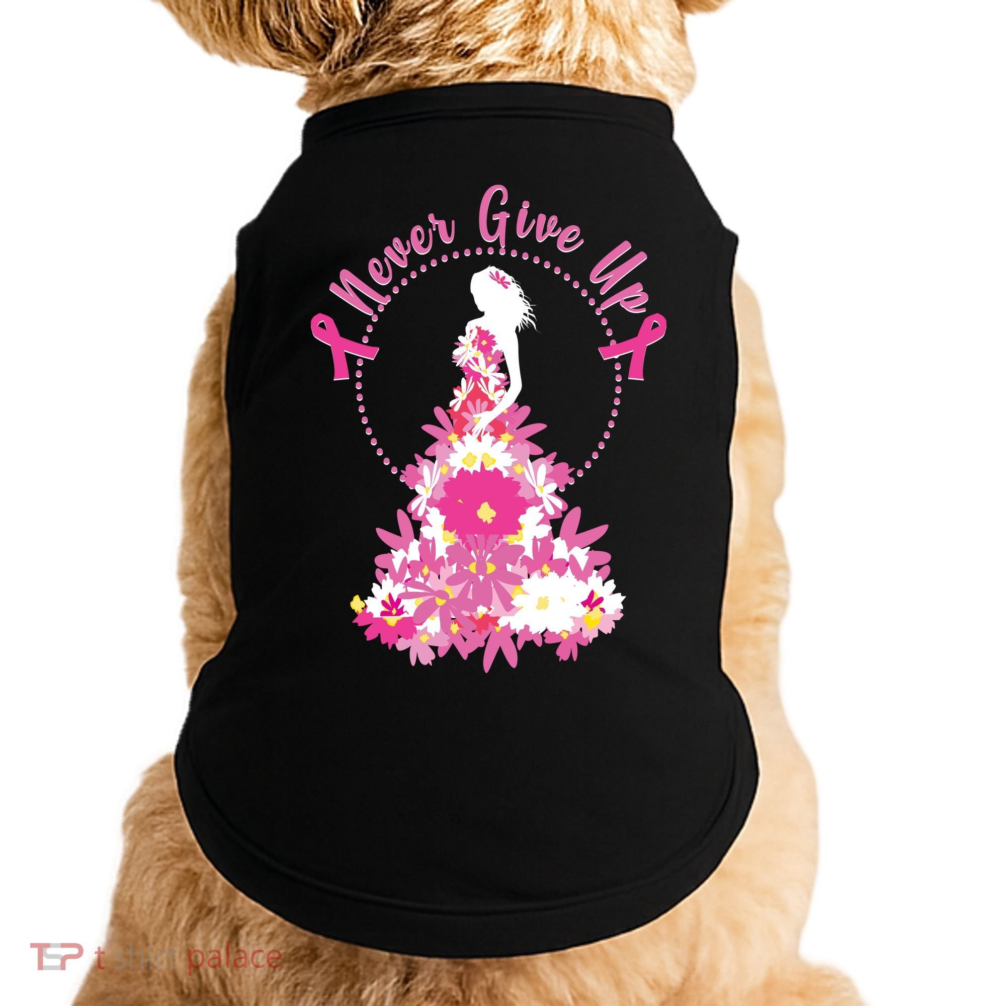 Never Give Up Breast Cancer Awareness Floral Doggie Tank