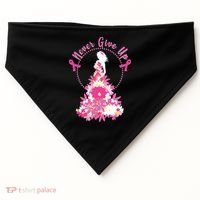 Never Give Up Breast Cancer Awareness Floral USA-Made Doggie Bandana thumb 0