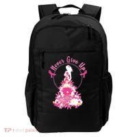 Never Give Up Breast Cancer Awareness Floral Backpack thumb 0