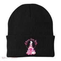 Never Give Up Breast Cancer Awareness Floral Beanie thumb 0