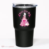 Never Give Up Breast Cancer Awareness Floral Tumbler thumb 0