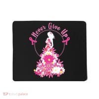 Never Give Up Breast Cancer Awareness Floral Mousepad thumb 0